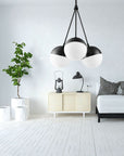 Lampa Wisząca Szklana Kula Mleczna APP687-3CP Czarna
