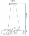 Lampa Sufitowa Wisząca Ring Nowoczesna LED + Pilot APP392-CP Biała