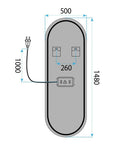 Lustro ścienne LED 150x50cm MOL-OV 11