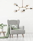 Lampa Wisząca Szklane Kule 5 Ramion APP506-5C Złota