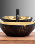 Umywalka nablatowa Rea Sofia in Gold marble black mat