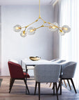 Lampa Wisząca Szklane Kule 7 Ramion APP507-7C Złota