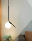 Lampa Sufitowa Wisząca Szklana Kula G107-1W Czarna Biała 9