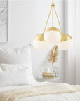 Lampa Wisząca Szklana Kula Mleczna APP688-3CP Złota