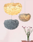 Lampa Wisząca z Piór APP334-3CP Szara
