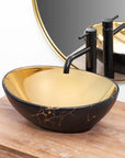 Umywalka nablatowa Rea Sofia in Gold marble black mat