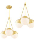 Lampa Wisząca Szklana Kula Mleczna APP688-3CP Złota