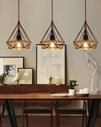 Lampa sufitowa geometryczna wisząca w stylu loft boho sznur APP678-1CP