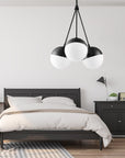 Lampa Wisząca Szklana Kula Mleczna APP687-3CP Czarna