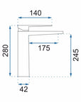 Bateria Umywalkowa REA PARKER Nikiel Szczotkowany INOX Wysoka