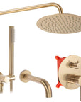 Zestaw wannowo-prysznicowy podtynkowy Rea Lungo złoty szczotkowany + BOX