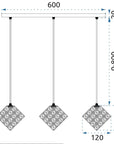 LAMPA WISZĄCA GLAMOUR KOSTKA APP723-3CP CHROM