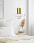 Lampa Wisząca Szklana Metalowa LED APP553-1CP Złota