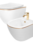 Zestaw Misa WC Carlo Mini Flat + Bidet Carlo Mini White Gold Edge