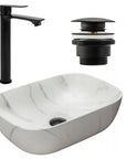 Zestaw Belinda marble mat + bateria wysoka Mayson black mat+ korek uniwersalny czarny matowy