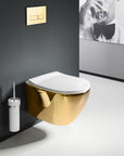 Misa WC podwieszana Carlo Mini Rimless Flat Złoto Biała