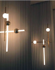 Lampa Sufitowa Wisząca Długa LED APP477-CP Złota