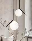 Lampa Sufitowa Wisząca Szklana Kula G107-1W Czarna Biała 6