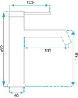 Bateria umywalkowa Rea Foss czarna niska black mat