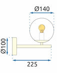 Lampa Ścienna Kinkiet Szklana Kula APP684-1W Złota