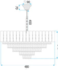 Lampa Wisząca Z Kryształami G056-cp 50cm Złota 8