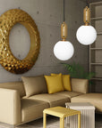 Lampa Sufitowa Wisząca Szklana Metalowa APP474-1CP Złota