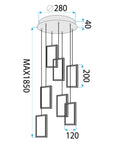Lampa Sufitowa Wisząca Led Lhj089-7cp Czarna 7