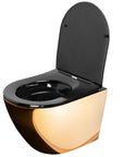 Misa WC podwieszana Carlo Mini Rimless Flat Złoto Czarna