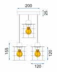 Lampa Sufitowa Wisząca Potrójna Metalowa Loft 392204 Czarna 6