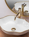 Umywalka nablatowa Rea Pearl Gold Edge