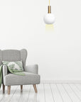 Lampa Wisząca Szklana Kula Mleczna APP666-1CP Złota