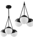 Lampa Wisząca Szklana Kula Mleczna APP687-3CP Czarna