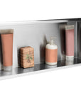 PÓŁKA WNĘKOWA ŁAZIENKOWA 30x60 stal szczotkowana
