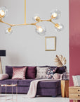 Lampa Wisząca Szklane Kule 7 Ramion APP507-7C Złota