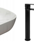 Zestaw Belinda marble mat + bateria wysoka Mayson black mat+ korek uniwersalny czarny matowy