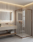 Kabina prysznicowa Rea City 90x90 Miedź Szczotkowana Z brodzikiem Savoy czarny 1