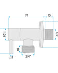 Zawór kątowy 1/2" x 3/4" Chrom 7