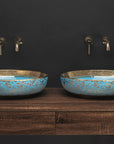 Umywalka Nablatowa Rea Margot Blue/Gold