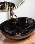 Zestaw Sofia black marble + bateria wysoka Lungo gold + korek uniwersalny złoty