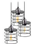 Lampa Sufitowa Wisząca Potrójna Metalowa Loft 392204 Czarna 2