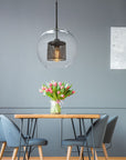 Lampa wisząca szklana loft APP559-1CP 30cm czarna