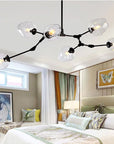 Lampa Wisząca Szklane Kule 7 Ramion APP505-7C Czarna