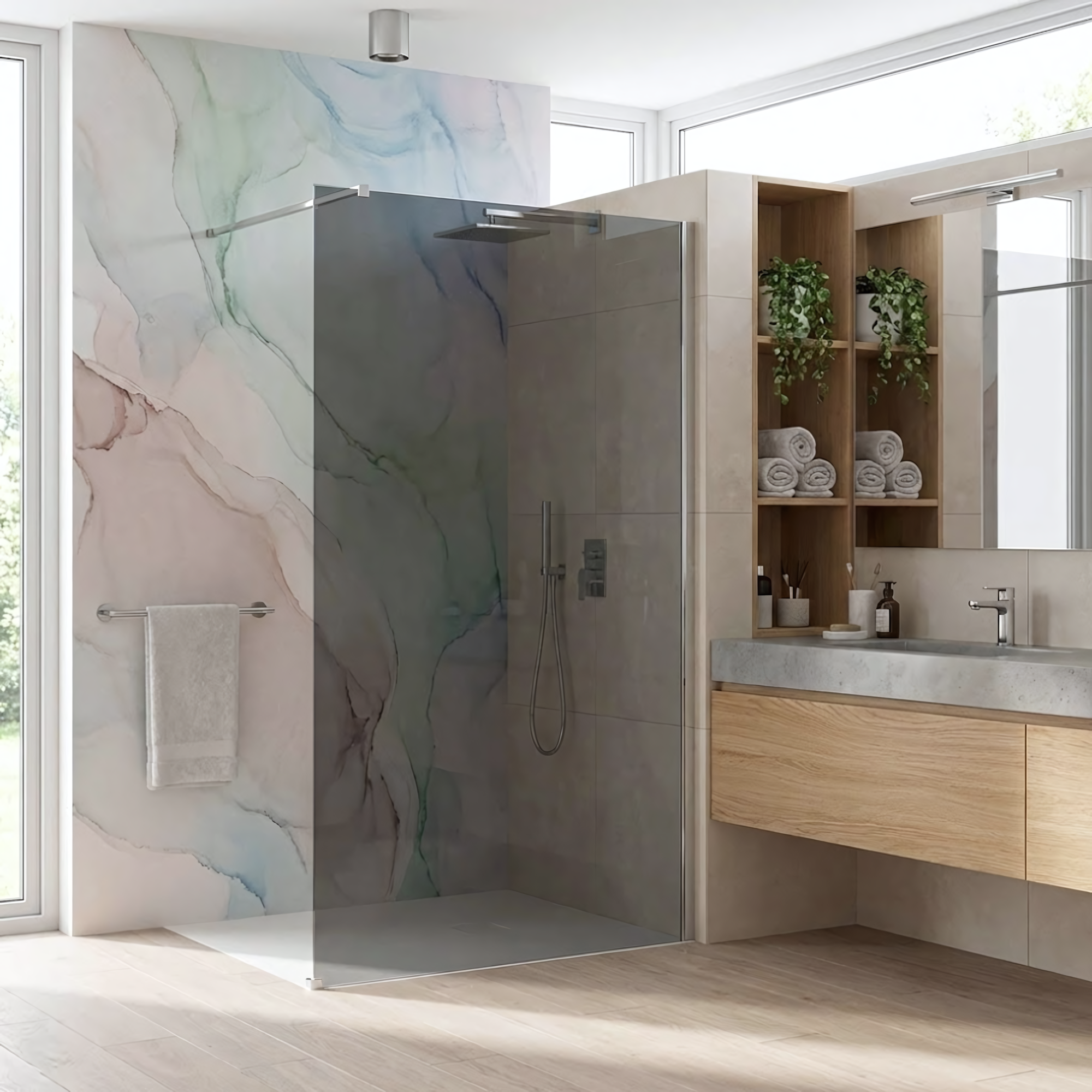 Kabina prysznicowa Walk-In Rea Flexi Grey / Chrome 140  6