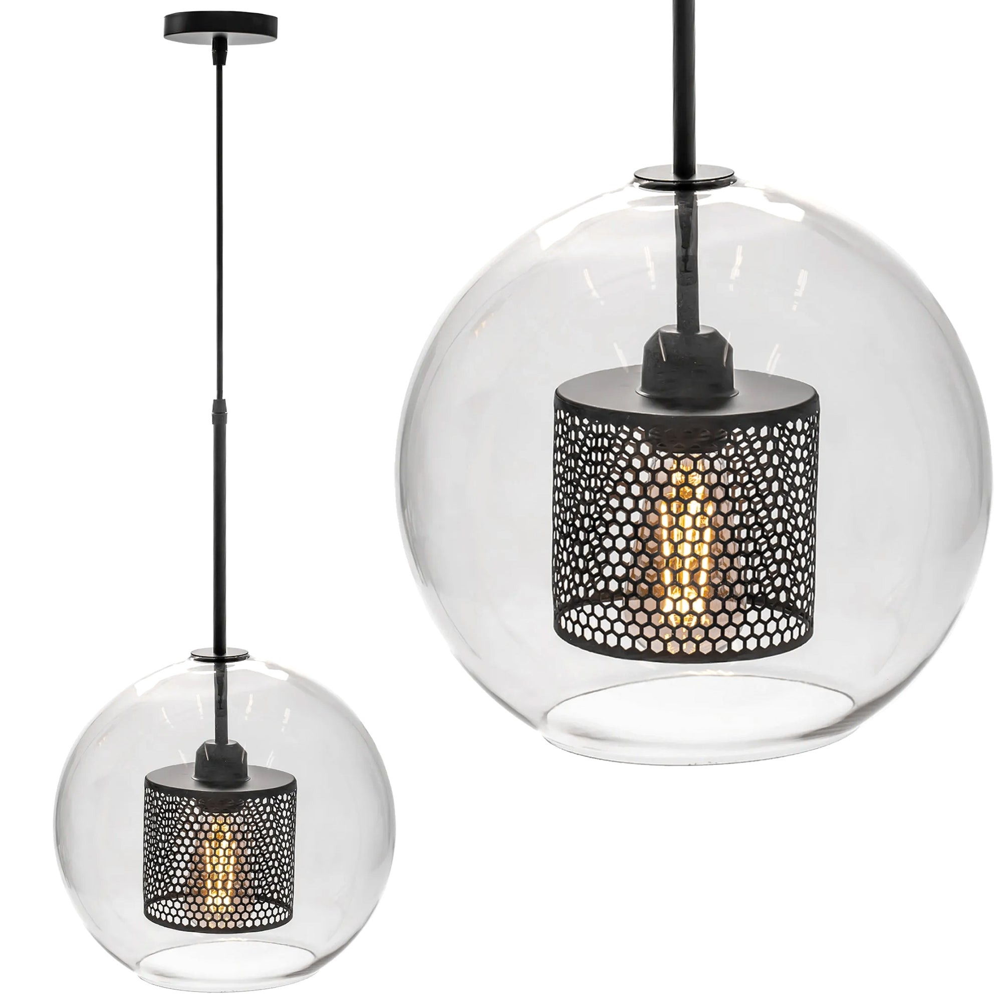 Lampa wisząca szklana loft APP558-1CP 25cm czarna  1
