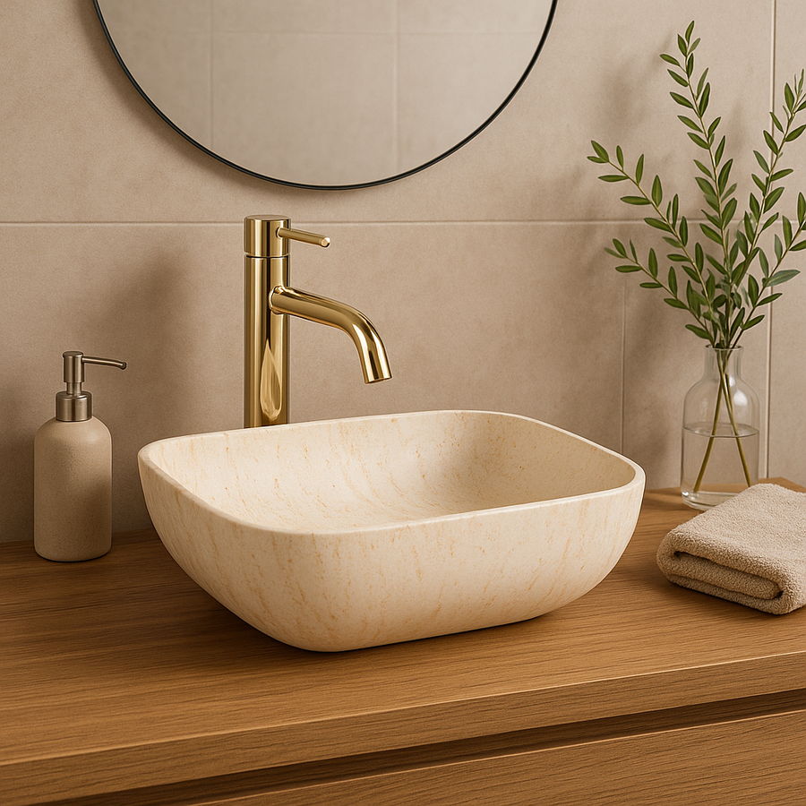 Umywalka nablatowa Rea Freja Travertine Matt  3