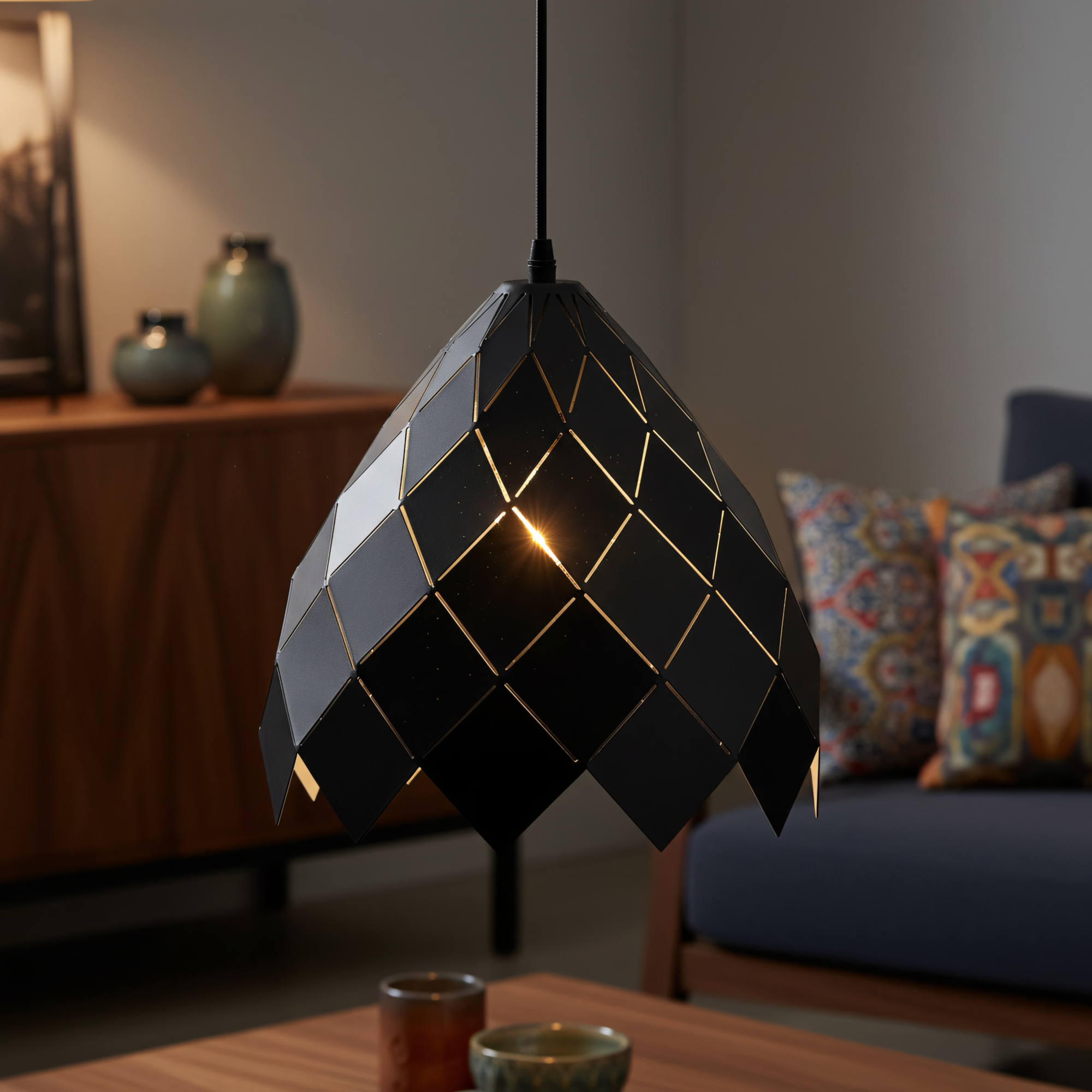 Lampa Sufitowa Wisząca Metalowa APP338-1CP Czarna  7