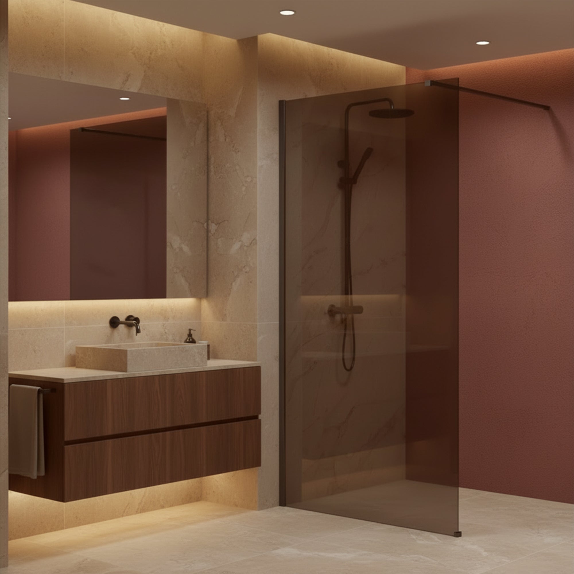 Kabina prysznicowa Walk-In Rea Flexi Brown / Tytan 90  4