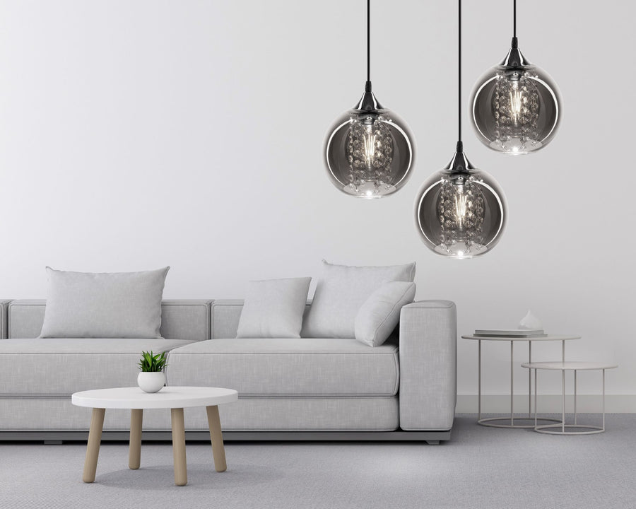Lampa wisząca szklana Lustrzana z kryształami APP600-1CP
