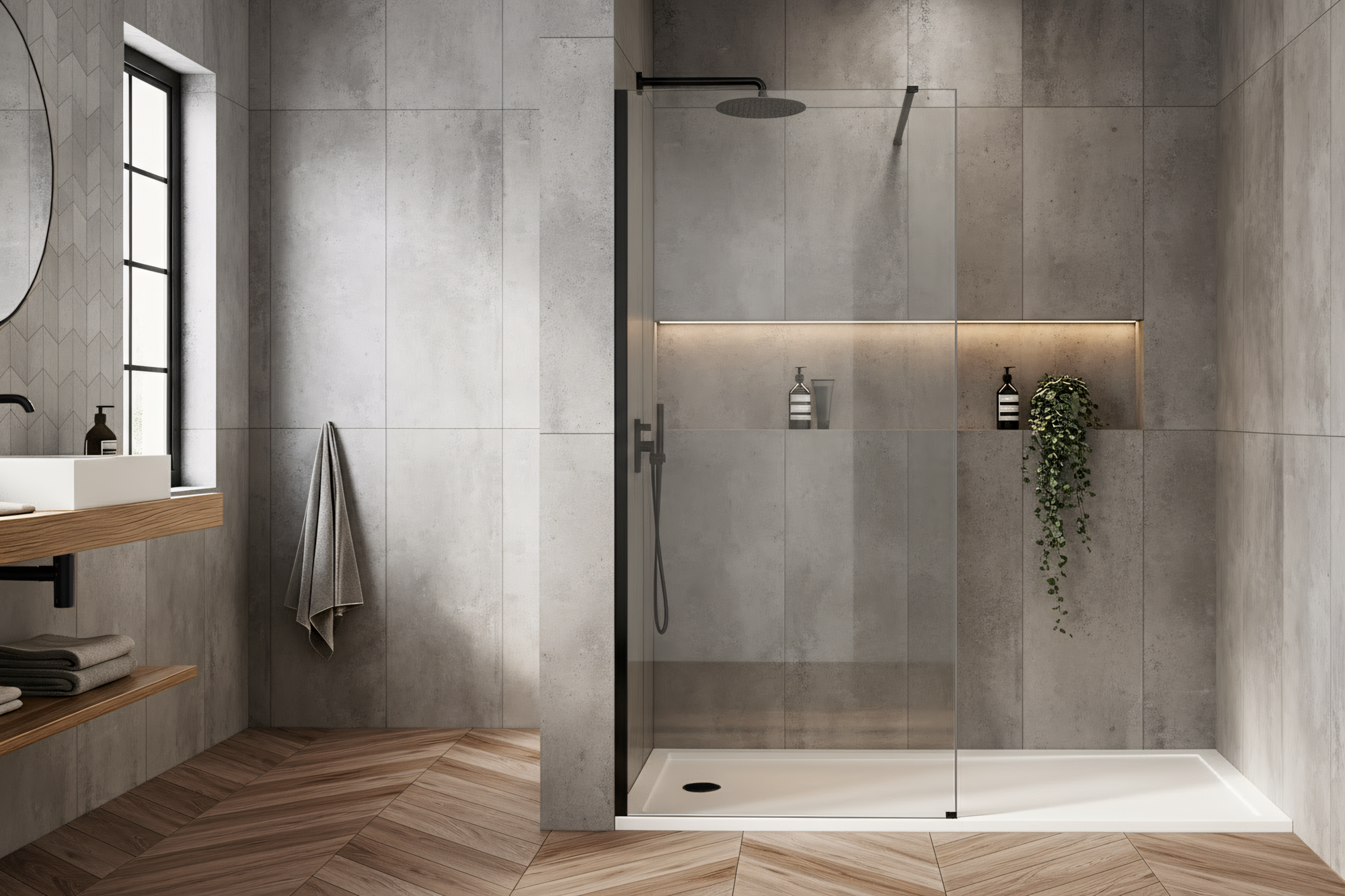 Kabina Prysznicowa Walk-in Rea Flexi Transparent / Black 110  4