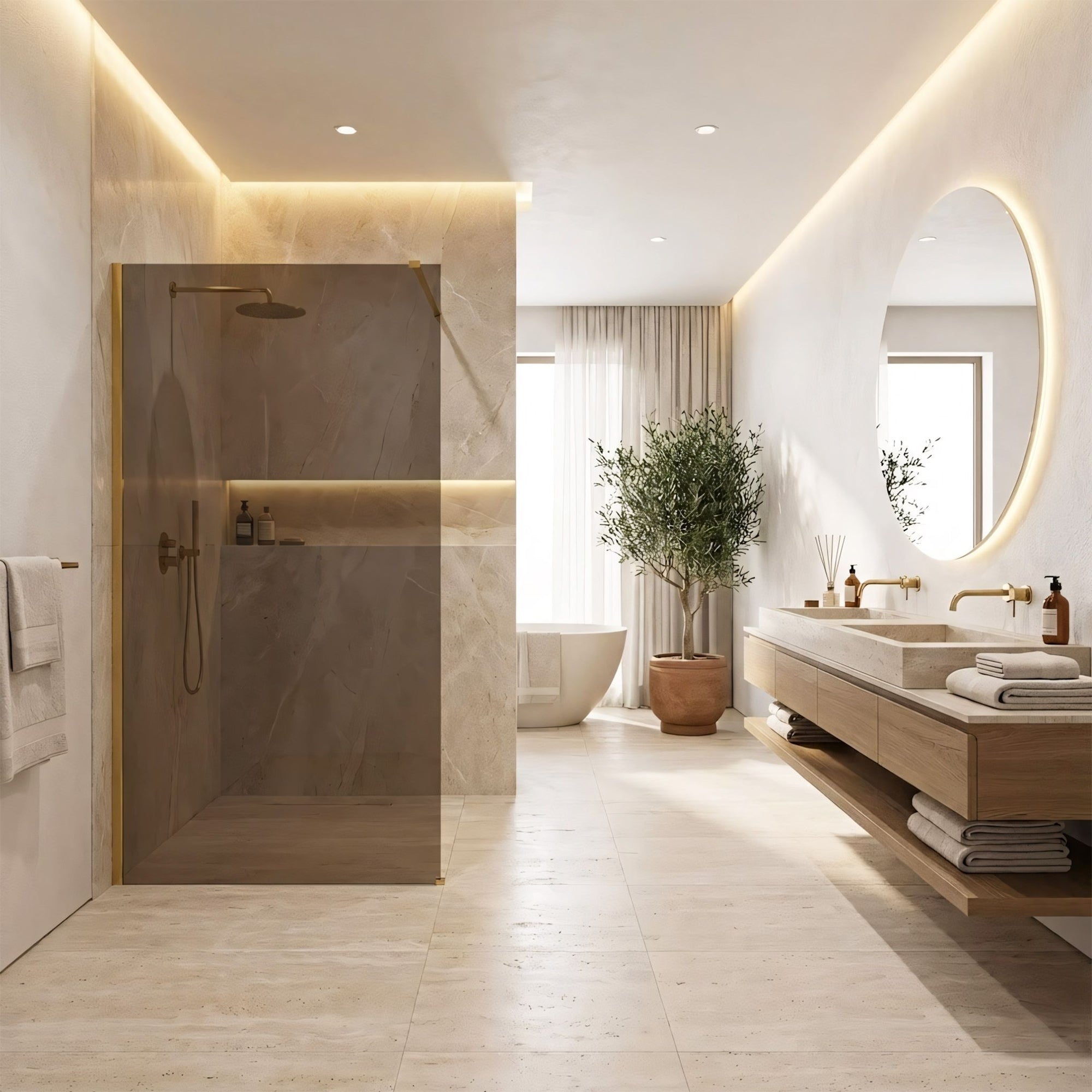 Kabina prysznicowa Walk-In Rea Flexi Brown / Gold 120  3